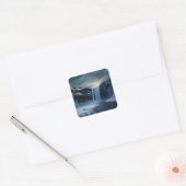 IJsland waterval landschap Vierkante Sticker (Envelop)
