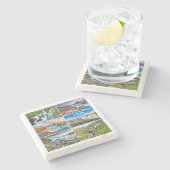 IJsland Waterval Stenen Onderzetter (Zijkant)