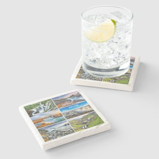 IJsland Waterval Stenen Onderzetter (Zijkant)