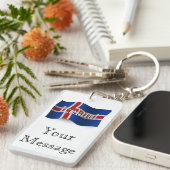 IJsland Waving Flag Sleutelhanger (Voorkant Rechts)