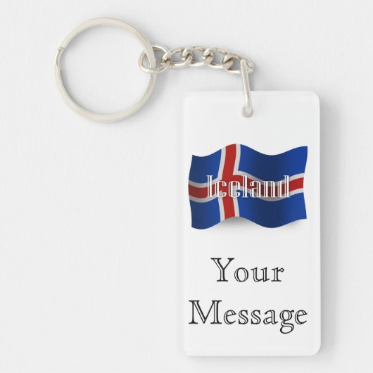 IJsland Waving Flag Sleutelhanger (Voorkant)
