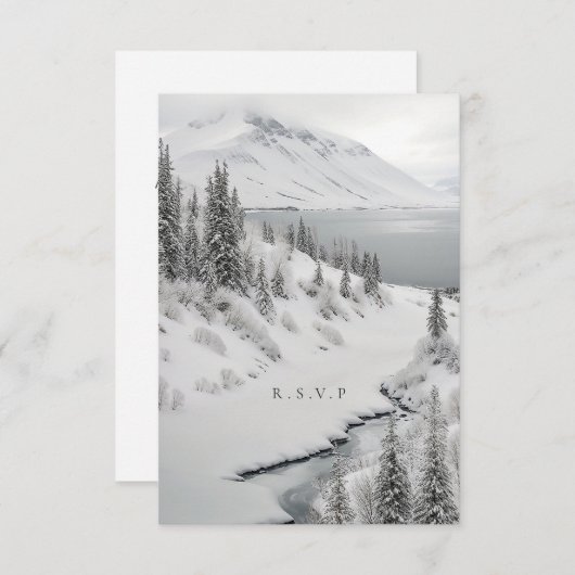 IJsland winter bruiloft maaltijd keuzes RSVP (Voorkant / Achterkant)