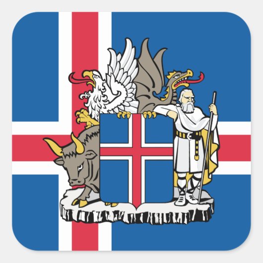 IJslander Vlag & Wapen, Vlag van IJsland Vierkante Sticker (Voorkant)
