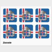 IJslander Vlag & Wapen, Vlag van IJsland Vierkante Sticker (Vel)