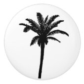 IJslandpalmsilhouet, zwart-wit Keramische Knop (Voorkant)