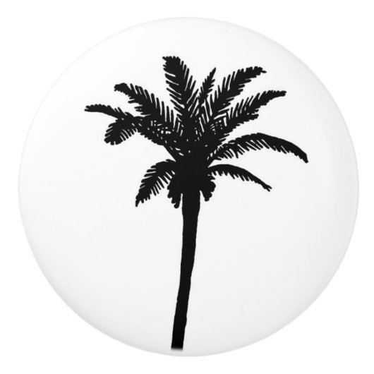 IJslandpalmsilhouet, zwart-wit Keramische Knop (Voorkant)