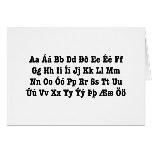 IJslands alfabet [Íslenska Stafrófið] Kaart (Voorkant Horizontaal)