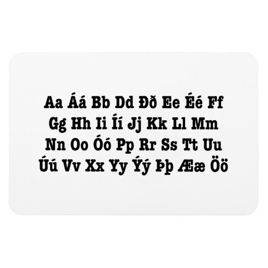 IJslands alfabet [Íslenska Stafrófið] Magneet (Horizontaal)