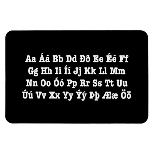 IJslands alfabet [Íslenska Stafrófið] Magneet (Horizontaal)