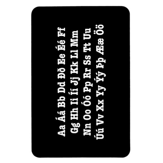 IJslands alfabet [Íslenska Stafrófið] Magneet (Verticaal)