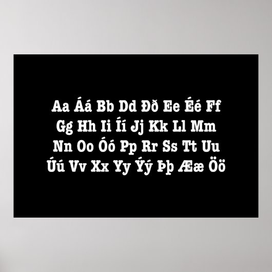 IJslands alfabet [Íslenska Stafrófið] Poster (Voorkant)