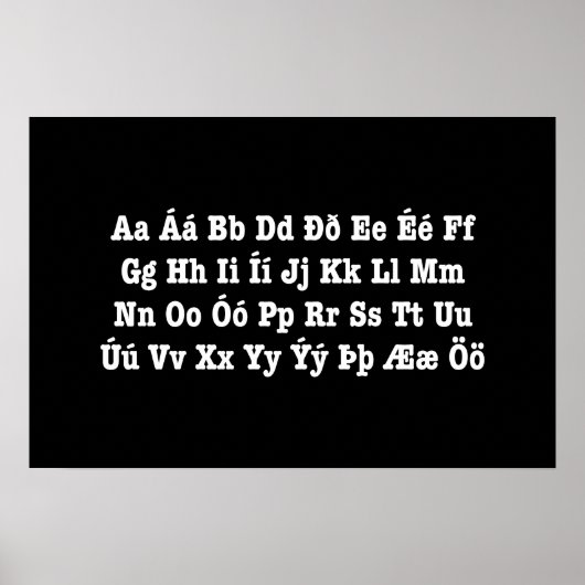 IJslands Alfabet [Íslenska Stafrófið] Poster (Voorkant)