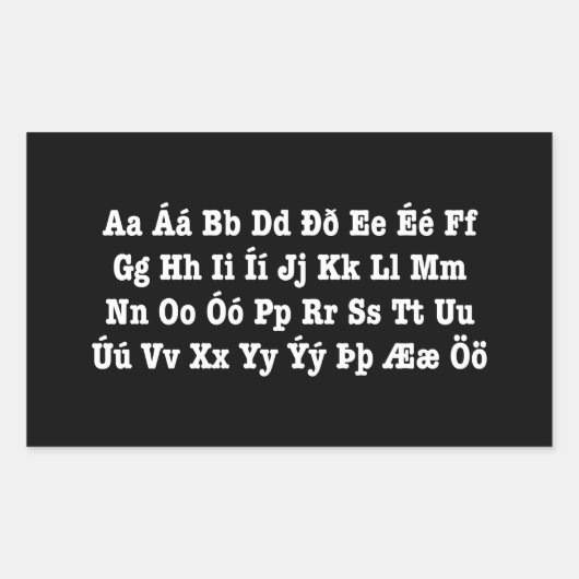 IJslands alfabet [Íslenska Stafrófið] Rechthoekige Sticker (Voorkant)