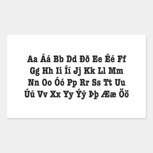 IJslands alfabet [Íslenska Stafrófið] Rechthoekige Sticker (Voorkant)