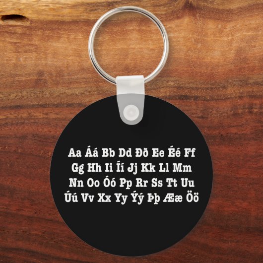 IJslands alfabet [Íslenska Stafrófið] Sleutelhanger (Voorkant)