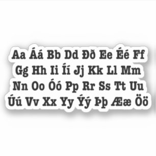 IJslands alfabet [Íslenska Stafrófið] Sticker