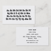 IJslands alfabet [Íslenska Stafrófið] Visitekaartje (Voorkant / Achterkant)