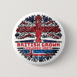 IJslands Brits - IJslands - Groot - Brittannië - v Ronde Button 5,7 Cm