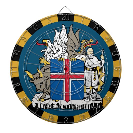 IJslands dartboard en vlagdonker/spelraad Dartbord (Voorkant)