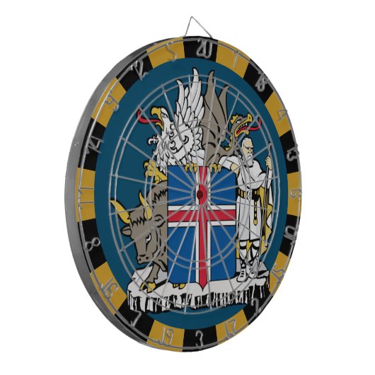 IJslands dartboard en vlagdonker/spelraad Dartbord (Voorkant Links)
