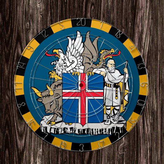 IJslands dartboard en vlagdonker/spelraad Dartbord