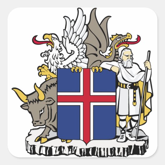 ijslands embleem vierkante sticker (Voorkant)