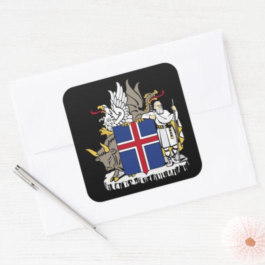 ijslands embleem vierkante sticker (Envelop)