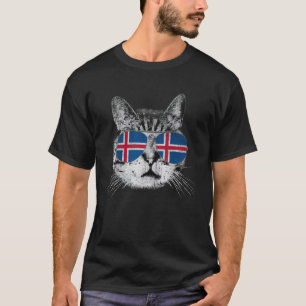 IJslands IJsland - Vlag Kat Vintage Mannen Vrouwen T-shirt