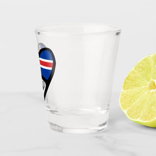 IJslands landencode vlaggenhart, ISL Shot Glas (Rechts)