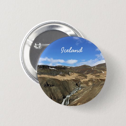 IJslands landschap Ronde Button 5,7 Cm (Voorkant /achterkant)