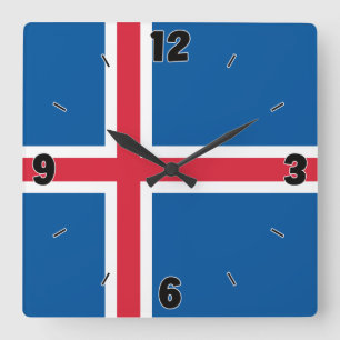 IJslands nationaal vlaggenpatriottisch Vierkante Klok