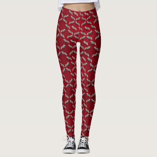 IJslands Paard Astra in rood Leggings (Voorkant)