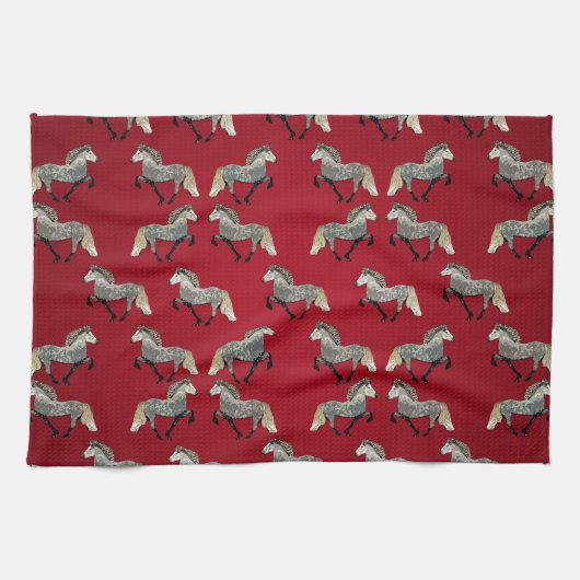 IJslands Paard Astrid in het rood Theedoek (Horizontaal)