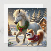 IJslands Paard en Hond Kerstkaart (Voorkant / Achterkant)