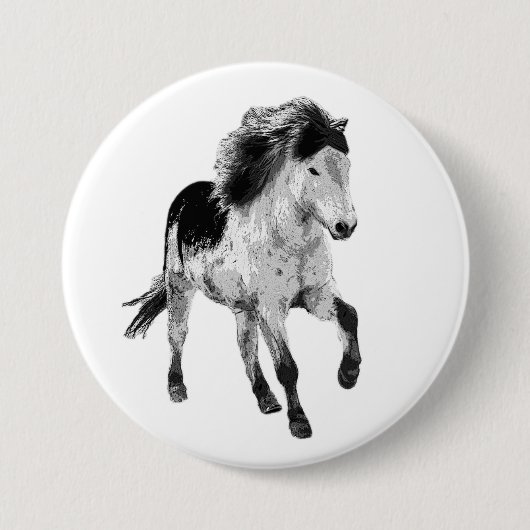 IJslands paard in beweging Ronde Button 7,6 Cm (Voorkant)