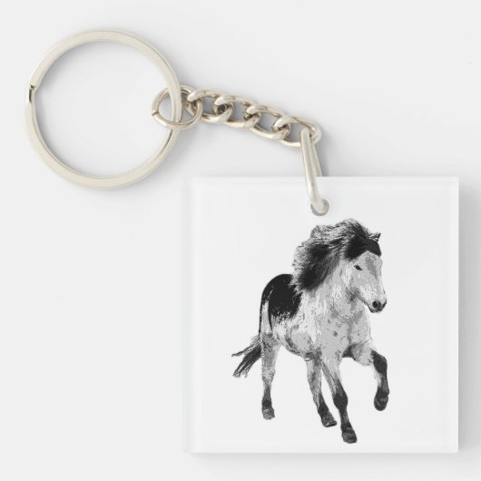 IJslands paard in beweging Sleutelhanger (Voorkant)