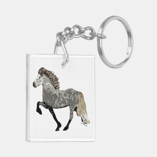 IJslands Paard in dappled grijs-Art Deco Astrid Sleutelhanger (Achterkant Links)