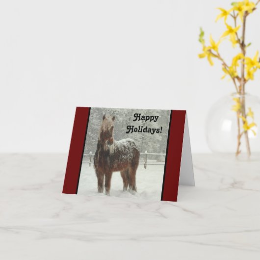 IJslands paard in de winter, prettige feestdagen f Kaart (Gele Bloem)