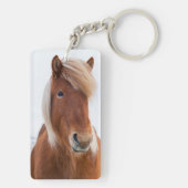 IJslands paard in de winter Sleutelhanger (achterkant)