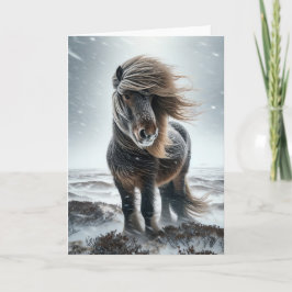 IJslands Paard in zijn Element Kerstkaart Feestdagen Kaart
