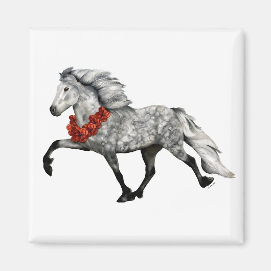 IJslands Paard Kerstmis Magneet (Voorkant)