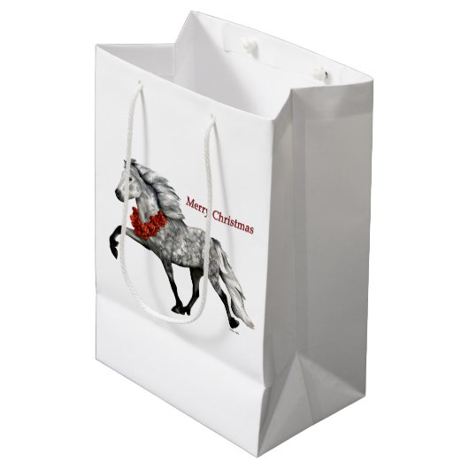IJslands Paard Kerstmis Medium Cadeauzakje (Voorkant Gekanteld)