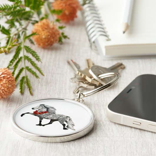 IJslands Paard Kerstmis Sleutelhanger (Zijkant)