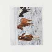 IJslands paard met typische winterkat Wandkleed (Voorkant)