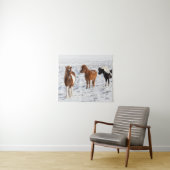 IJslands paard met typische winterkat Wandkleed (In Situ (horizontaal))