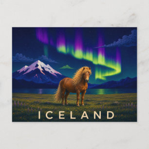 IJslands Paard onder het Noorderlicht   Iconic IJs Briefkaart