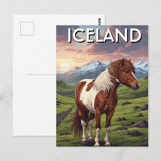 IJslands paard op IJsland Briefkaart (Voorkant / Achterkant)