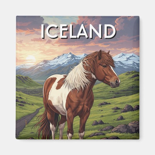 IJslands paard op IJsland Magneet (Voorkant)