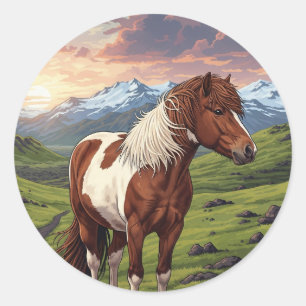 IJslands paard op IJsland Ronde Sticker