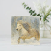 IJslands paard winterse scène kaart (Staand voorkant)